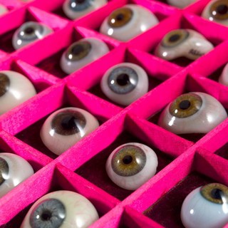 A case filled with a selection of 50 glass eye