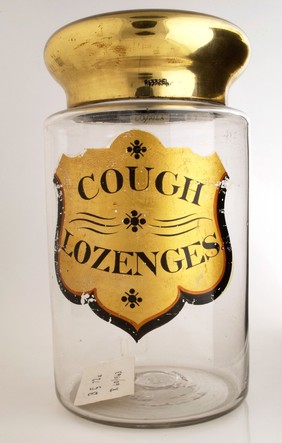 Glass cough lozenges jar
