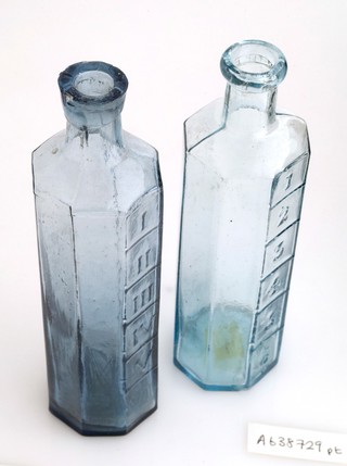 Blue measuring cylinders