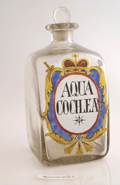Apothecary bottle used for scurvy-grass water.