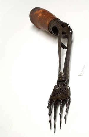 view Steel hand and forearm and leather upper arm