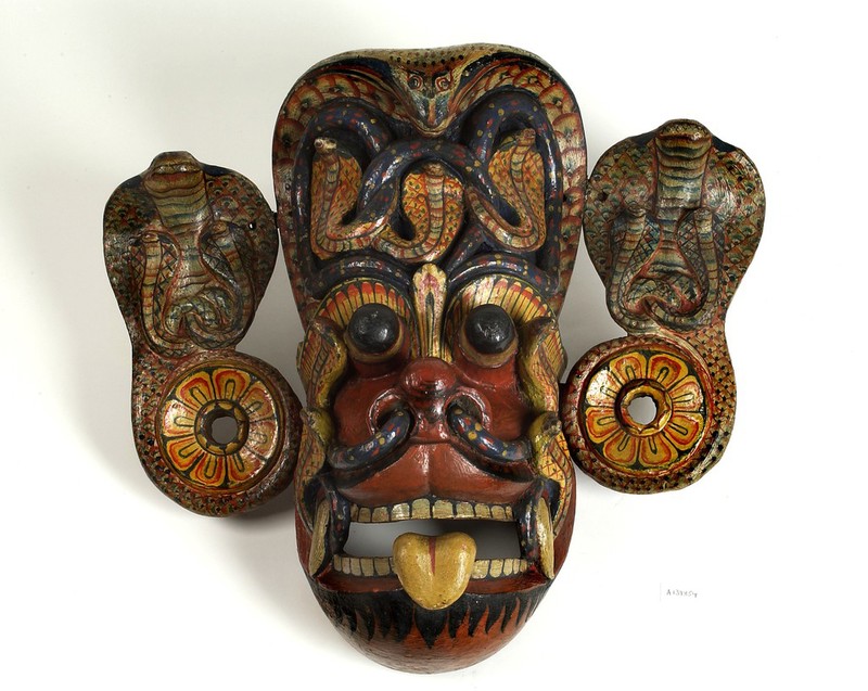 Polychrome devil mask from Kolam performance, Sri Lanka. | Wellcome ...