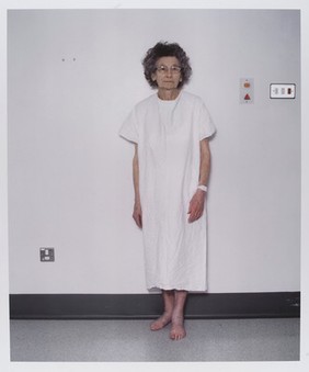 A patient anonymised by hospital life. Colour giclée print by Emily Brown, 2004.