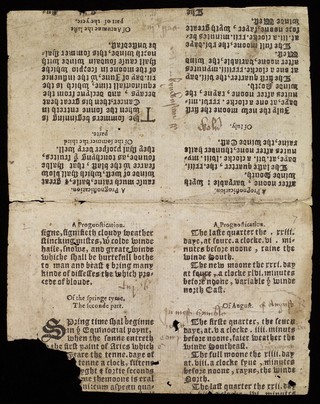 Reverse page, An almanack ... for the year 1562