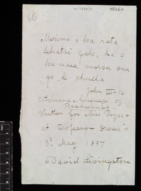 Letter from David Livingstone 1841 to 1865