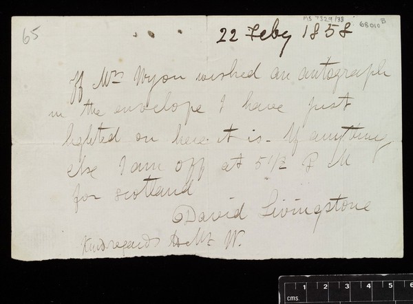 Letter from David Livingstone 1841 to 1865