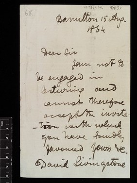 Letter from David Livingstone 1841 to 1865