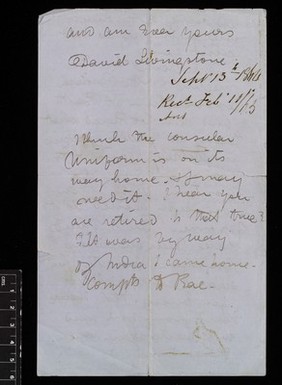 Letter from David Livingstone 1841 to 1865