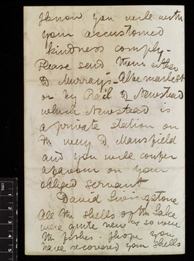 Letter from David Livingstone 1841 to 1865