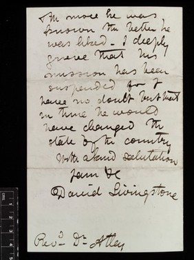 Letter from David Livingstone 1841 to 1865
