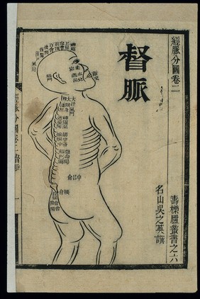 Acu-moxa chart: dumai (Governor Vessel), Chinese woodcut