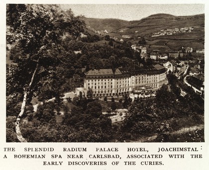 Radium Palace Hotel, Joachimsthal (Jáchymov), Bohemia. Process print.