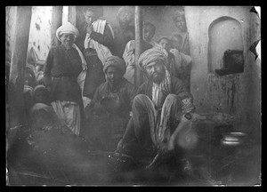 view People in front of an eating house