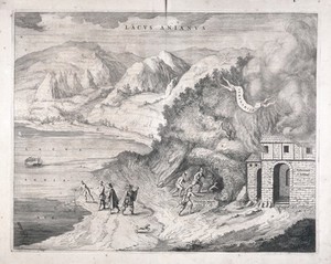 view The lake of Agnano. Etching, 16--.