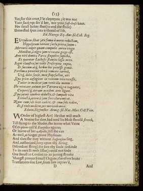 Page of poetry from 'Newes from the Dead', 1651