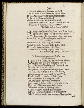 Page of poetry from 'Newes from the Dead', 1651