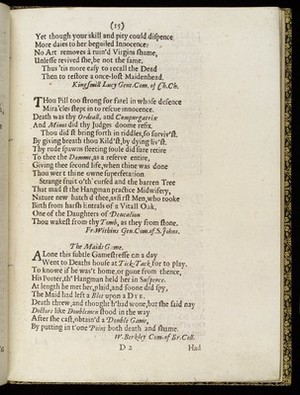 view Page of poetry from 'Newes from the Dead', 1651