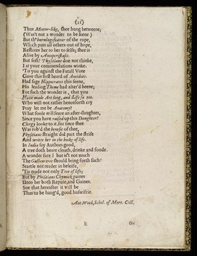 Page of poetry from 'Newes from the Dead', 1651