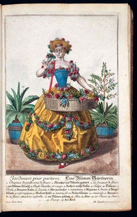 Jardiniere pour parterre with tools costume and apparatus