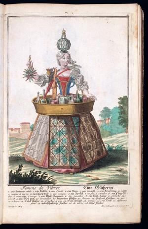 view Femme de Vitrier, The female Glazier with tools costume and apparatus