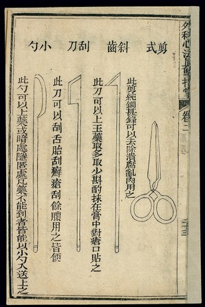 view Chinese woodcut: Types of knives and needles (5)