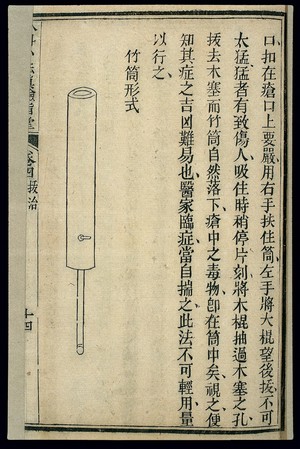 view Chinese woodcut: Medical instrument -- bamboo pipe