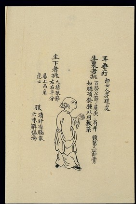 C19 Chinese ink drawing: Boils - boil on the earlobe