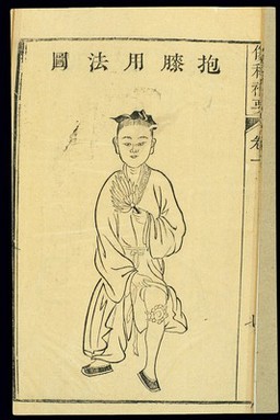 Chinese woodcut: Fixation appliance for injured kneecap