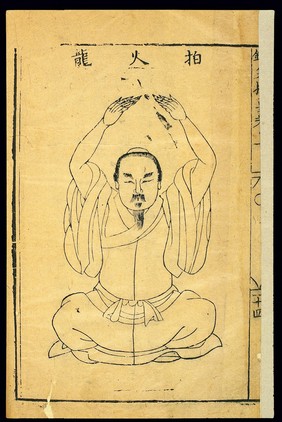 Chinese woodcut: Daoyin exercises, Brocade of the Dragon, 12