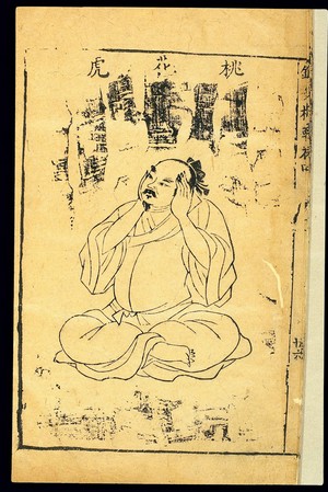 view Chinese woodcut: Daoyin exercises, Brocade of the Tiger, 11