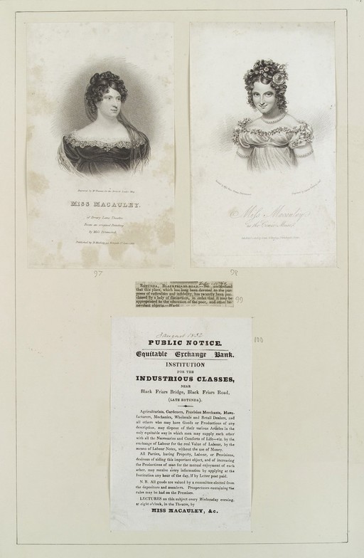 Page of ephemera from the Surrey Rotunda, c. 1832