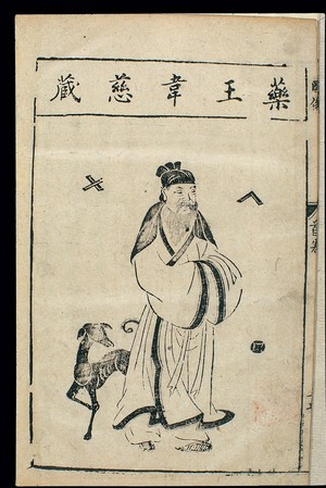 view Chinese woodcut, Famous medical figures: Wei Cizang