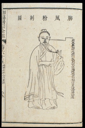 view Chinese C18 woodcut: The nose - 'lung-wind acne'