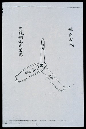 view Drawing of inoculation knife from 1817 Chinese casebook