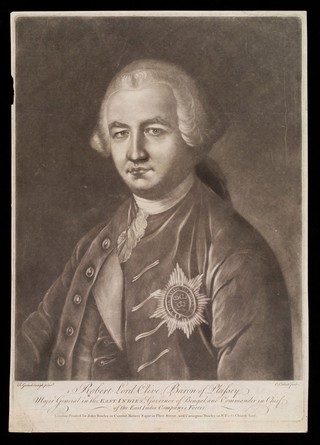 Robert Clive, 1st Baron Clive. Mezzotint by C. Corbutt after T. Gainsborough.