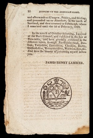 view Back page of pamphlet showing a Masonic crest of arms