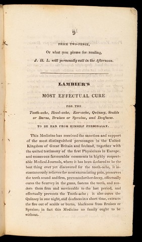 Lambier's 'Most Effectual Cure for the Tooth-ache