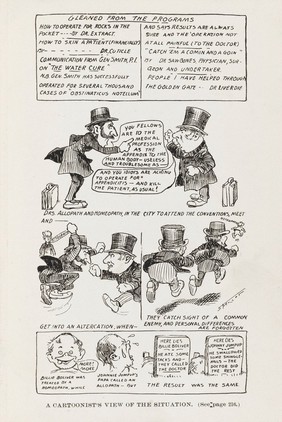 A Cartoonists view of the contest against Osteopathy in 1902