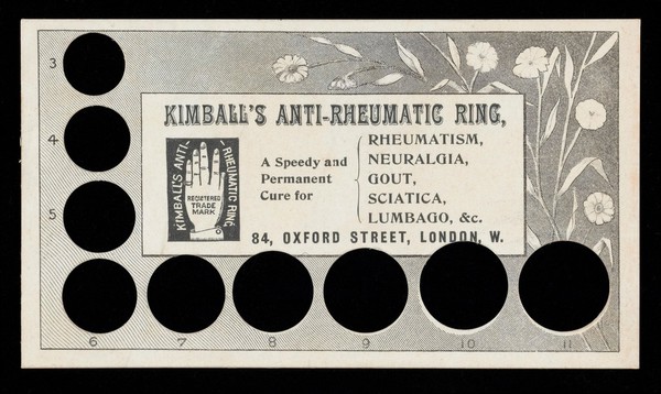 Kimball's anti-rheumatic ring : a speedy and permanent cure for rheumatism, neuralgia, gout, sciatica, lumbago, &c.