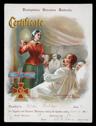 Certificate : Royal Red Cross... / Denbighshire Education Authority.