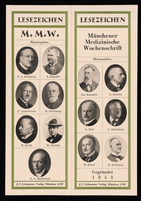 Lesezeichen Münchener medizinische Wochenschrift : Herausgegeber... : gegründet 1853 / J.F. Lehmanns Verlag.