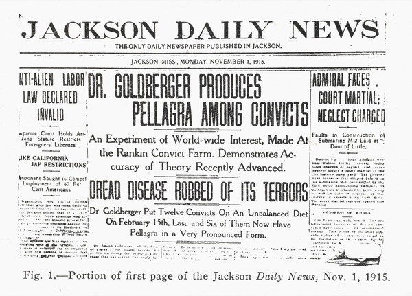 Portion of the first page of the Jackson Daily News, 1915