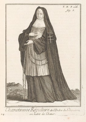 Histoire des ordres monastiques, religieux et militaires, et des congregations seculieres de l'un et de l'autre sexe, qui ont esté establies jusqu'à present; contenant ... Les vies de leurs fondateurs & de leurs reformateurs: avec des figures qui representent tous les differens habillemens de ces ordres & de ces congregations ... / [Anon].