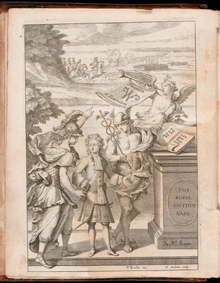 The Royal dictionary, in two parts. First, French and English. Secondly, English and French. The French taken out of the dictionaries of Richelet, Furetiere, Tachart, the great dictionary of the French-Academy and the remarks of Vaugelas, Menage, and Bouhours. And the English collected chiefly out of the best dictionaries and the works of the greatest masters of the English tongue such as Archbishop Tillotson, Bishop Sprat, Sir Roger L'Estrange, Mr. Dryden, Sir William Temple, &c. For the use of His Highness the Duke of Glocester / [Abel Boyer].