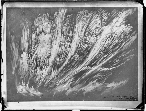 Cloud formation as seen in Thebes, November 3rd 1862. (Glass negative of a sketch)