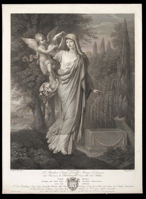 view Fanny Grimaldi, widowed, is aroused by love for her late husband's younger brother. Engraving by P. Bettelini, 1806, after P. Ermini after F.-X. Fabre, 1804.