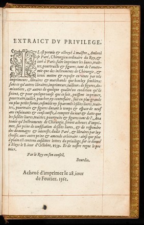 La methode curative des playes, et fractures de la teste humaine. : Avec les pourtraits des instruments necessaires pour la curation d'icelles. / Par M. Ambroise Paré.