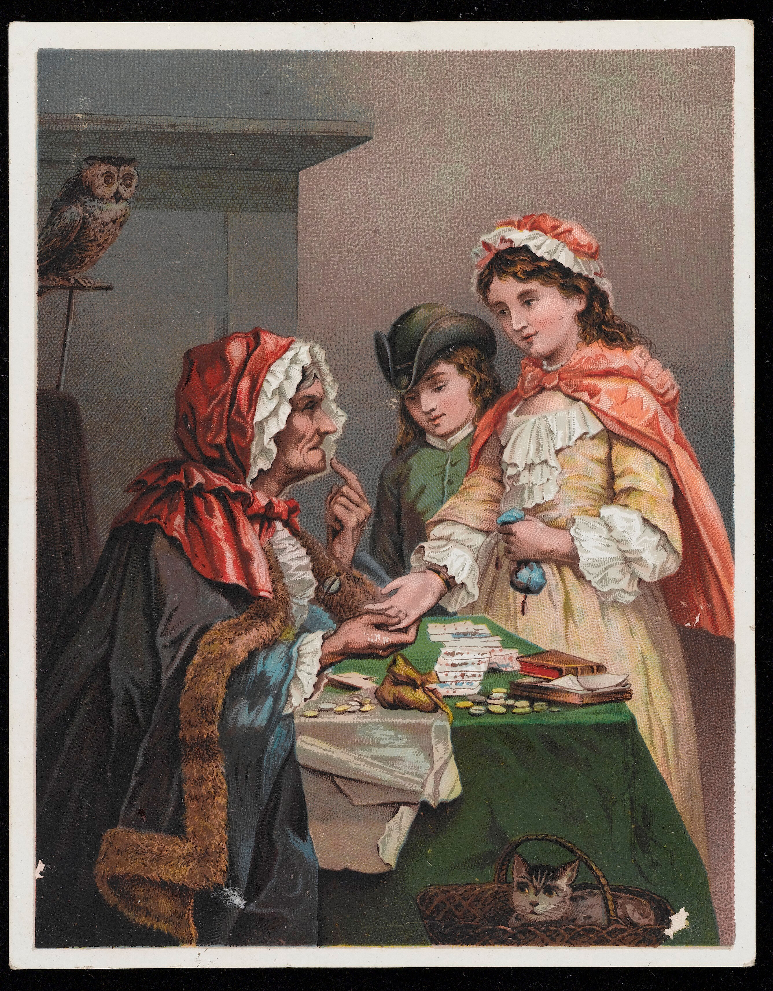 The Gypsy Fortune Teller Colour Card Depicting Young Girl Having