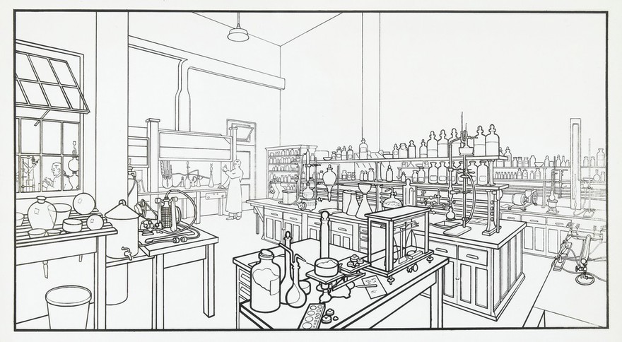 Chemical Laboratory room. Experimental Research labs, Burroughs Wellcome and Co. Tuckahoe, New York.