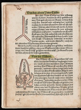 Ausslegung und Beschreybung der Anatomi, oder, warhafften Abconterfetung eines inwendigen Cörpers des Manns und Weybes : mit Erklerung seiner innerlichen Gelider, wie und wo hyn ein yedes von Gott erschaffen un[d] geordnet, das menschlich Leben zu auffenthalten / [Attrib. to Heinrich Vogtherr].